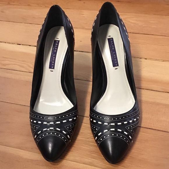 Ralph Lauren Collection B & W Leather Heels - Picture 3 of 15